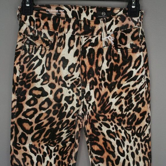 New AG The Quinne Crop High Rise Kick-Flare Pants in Bold Leopard Ivory Dust 24 - Picture 5 of 15